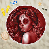 Calavera Fresh Look Design #2 Beach Blanket (Red Freedom Rose) - FREE SHIPPING Calavera Fresh Look Design #2 Beach Blanket (Red Freedom Rose) - FREE SHIPPING
