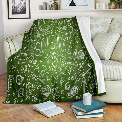 Science Chalkboard Design #1 Throw Blanket (Green) - FREE SHIPPING