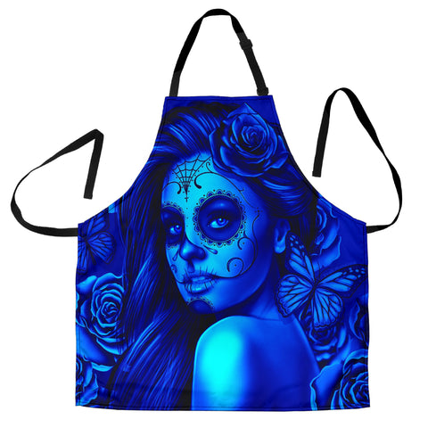 Calavera Fresh Look Design #2 Women's Apron (Blue Elusive Rose) - FREE SHIPPING Calavera Fresh Look Design #2 Women's Apron (Blue Elusive Rose) - FREE SHIPPING