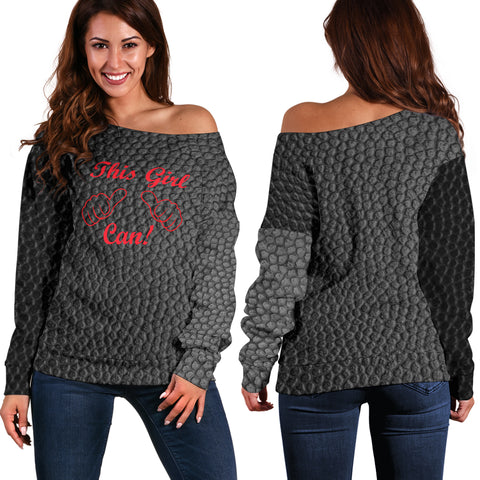 This Girl Can Women's Off-Shoulder Sweater (Red On Black) - FREE SHIPPING This Girl Can Women's Off-Shoulder Sweater (Red On Black) - FREE SHIPPING