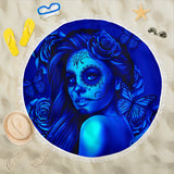 Calavera Fresh Look Design #2 Beach Blanket (Blue Elusive Rose) - FREE SHIPPING Calavera Fresh Look Design #2 Beach Blanket (Blue Elusive Rose) - FREE SHIPPING
