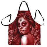 Calavera Fresh Look Design #2 Women's Apron (Red Freedom Rose) - FREE SHIPPING Calavera Fresh Look Design #2 Women's Apron (Red Freedom Rose) - FREE SHIPPING