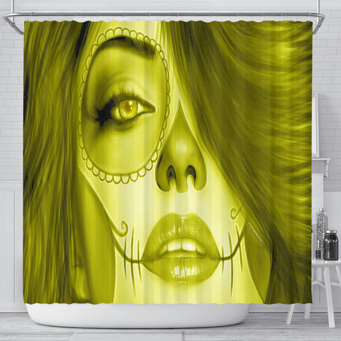 Calavera Fresh Look Design #3 Shower Curtain (Yellow Chrysoberyl) - FREE SHIPPING