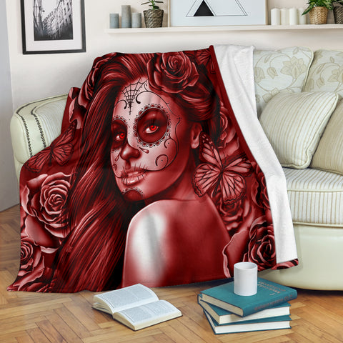 Calavera Fresh Look Design #2 Throw Blanket (Red Freedom Rose) - FREE SHIPPING Calavera Fresh Look Design #2 Throw Blanket (Red Freedom Rose) - FREE SHIPPING