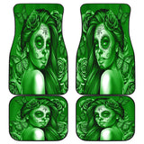 Calavera Fresh Look Design #2 Car Floor Mats (Green Lime Rose, Front & Back) - FREE SHIPPING Calavera Fresh Look Design #2 Car Floor Mats (Green Lime Rose, Front & Back) - FREE SHIPPING