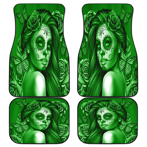 Calavera Fresh Look Design #2 Car Floor Mats (Green Lime Rose, Front & Back) - FREE SHIPPING Calavera Fresh Look Design #2 Car Floor Mats (Green Lime Rose, Front & Back) - FREE SHIPPING