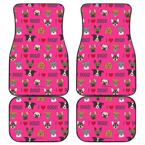 I Love Dogs Car Floor Mats (FPD Pink, Front & Back) - FREE SHIPPING I Love Dogs Car Floor Mats (FPD Pink, Front & Back) - FREE SHIPPING
