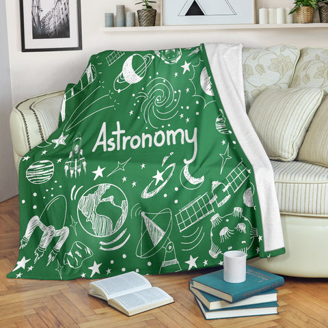 Astronomy Chalkboard Throw Blanket (Green) - FREE SHIPPING
