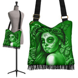Calavera Fresh Look Design #2 Cross-Body Boho Handbag (Green Lime Rose) - FREE SHIPPING Calavera Fresh Look Design #2 Cross-Body Boho Handbag (Green Lime Rose) - FREE SHIPPING