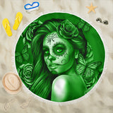 Calavera Fresh Look Design #2 Beach Blanket (Green Lime Rose) - FREE SHIPPING Calavera Fresh Look Design #2 Beach Blanket (Green Lime Rose) - FREE SHIPPING