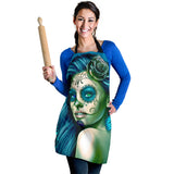 Calavera Fresh Look Design #2 Women's Apron (Turquoise Tiffany Rose) - FREE SHIPPING Calavera Fresh Look Design #2 Women's Apron (Turquoise Tiffany Rose) - FREE SHIPPING