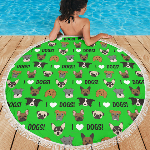 I Love Dogs Beach Blanket (FPD Green) - FREE SHIPPING I Love Dogs Beach Blanket (FPD Green) - FREE SHIPPING