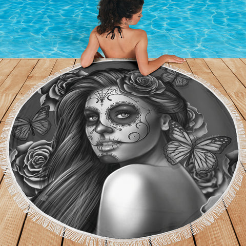 Calavera Fresh Look Design #2 Beach Blanket (Vintage Retro) - FREE SHIPPING