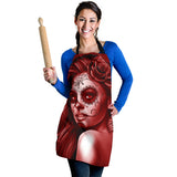 Calavera Fresh Look Design #2 Women's Apron (Red Freedom Rose) - FREE SHIPPING Calavera Fresh Look Design #2 Women's Apron (Red Freedom Rose) - FREE SHIPPING