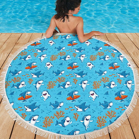 Shark Pattern #2 Beach Blanket - FREE SHIPPING