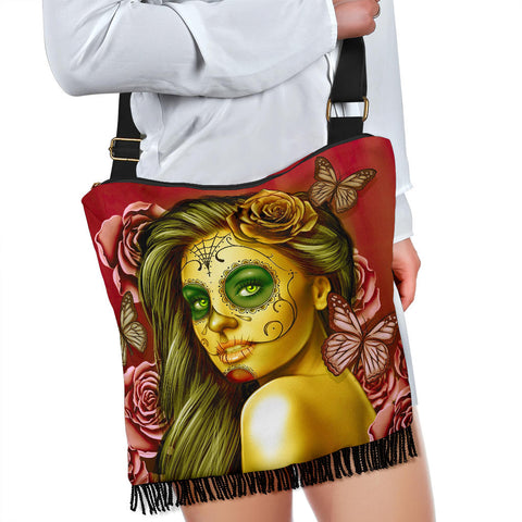Calavera Fresh Look Design #2 Cross-Body Boho Handbag (Yellow Smiley Face Rose) - FREE SHIPPING Calavera Fresh Look Design #2 Cross-Body Boho Handbag (Yellow Smiley Face Rose) - FREE SHIPPING
