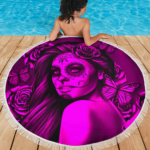 Calavera Fresh Look Design #2 Beach Blanket (Pink Easy On The Eyes Rose) - FREE SHIPPING Calavera Fresh Look Design #2 Beach Blanket (Pink Easy On The Eyes Rose) - FREE SHIPPING