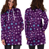 Ugly Christmas Sweater Hoodie Dress - Snowflakes Design #1 (Purple) - For Small To Plus Size Divas - FREE SHIPPING