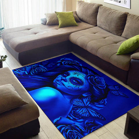 Calavera Fresh Look Design #2 Floor Covering (Horizontal, Blue Elusive Rose) - FREE SHIPPING