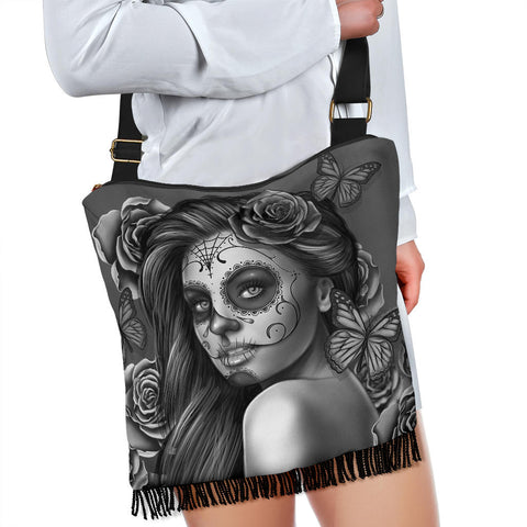 Calavera Fresh Look Design #2 Cross-Body Boho Handbag (Vintage Retro) - FREE SHIPPING