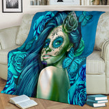 Calavera Fresh Look Design #2 Throw Blanket (Turquoise Tiffany Rose) - FREE SHIPPING Calavera Fresh Look Design #2 Throw Blanket (Turquoise Tiffany Rose) - FREE SHIPPING