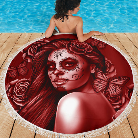 Calavera Fresh Look Design #2 Beach Blanket (Red Freedom Rose) - FREE SHIPPING Calavera Fresh Look Design #2 Beach Blanket (Red Freedom Rose) - FREE SHIPPING
