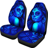 Calavera Fresh Look Design #2 Car Seat Covers (Blue Elusive Rose)  - FREE SHIPPING Calavera Fresh Look Design #2 Car Seat Covers (Blue Elusive Rose)  - FREE SHIPPING