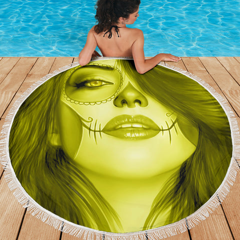 Calavera Fresh Look Design #3 Beach Blanket (Yellow Chrysoberyl) - FREE SHIPPING Calavera Fresh Look Design #3 Beach Blanket (Yellow Chrysoberyl) - FREE SHIPPING