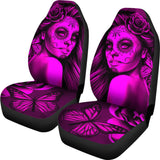Calavera Fresh Look Design #2 Car Seat Covers (Pink Easy On The Eyes Rose) - FREE SHIPPING