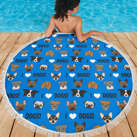 I Love Dogs Beach Blanket (FPD Blue) - FREE SHIPPING I Love Dogs Beach Blanket (FPD Blue) - FREE SHIPPING