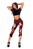 Calavera Fresh Look Design #2 Capri Leggings (Red Freedom Rose) - FREE SHIPPING Calavera Fresh Look Design #2 Capri Leggings (Red Freedom Rose) - FREE SHIPPING