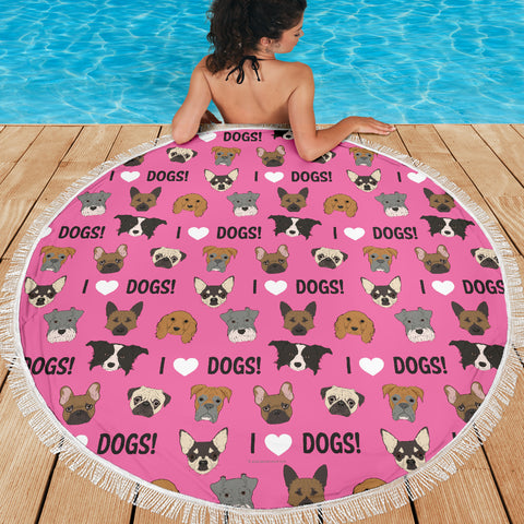 I Love Dogs Beach Blanket (Richmond SPCA Dark Pink) - FREE SHIPPING I Love Dogs Beach Blanket (Richmond SPCA Dark Pink) - FREE SHIPPING