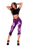 Calavera Fresh Look Design #2 Capri Leggings (Purple Night Owl Rose) - FREE SHIPPING Calavera Fresh Look Design #2 Capri Leggings (Purple Night Owl Rose) - FREE SHIPPING