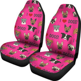 I Love Dogs Car Seat Covers (FPD Pink) - FREE SHIPPING I Love Dogs Car Seat Covers (FPD Pink) - FREE SHIPPING