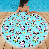 Cute Pandas Design #1 Beach Blanket (Blue) - FREE SHIPPING Cute Pandas Design #1 Beach Blanket (Blue) - FREE SHIPPING