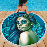 Calavera Fresh Look Design #2 Beach Blanket (Turquoise Tiffany Rose) - FREE SHIPPING Calavera Fresh Look Design #2 Beach Blanket (Turquoise Tiffany Rose) - FREE SHIPPING