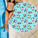 Cute Pandas Design #1 Beach Blanket (Blue) - FREE SHIPPING Cute Pandas Design #1 Beach Blanket (Blue) - FREE SHIPPING