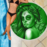 Calavera Fresh Look Design #2 Beach Blanket (Green Lime Rose) - FREE SHIPPING Calavera Fresh Look Design #2 Beach Blanket (Green Lime Rose) - FREE SHIPPING