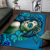 Calavera Fresh Look Design #2 Floor Covering (Horizontal, Turquoise Tiffany Rose) - FREE SHIPPING