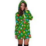 Ugly Christmas Sweater Hoodie Dress - Christmas Presents Design #1 (Green) - For Small To Plus Size Divas - FREE SHIPPING Ugly Christmas Sweater Hoodie Dress - Christmas Presents Design #1 (Green) - For Small To Plus Size Divas - FREE SHIPPING