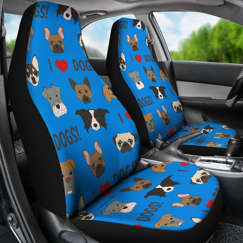 I Love Dogs Car Seat Covers (FPD Blue) - FREE SHIPPING I Love Dogs Car Seat Covers (FPD Blue) - FREE SHIPPING
