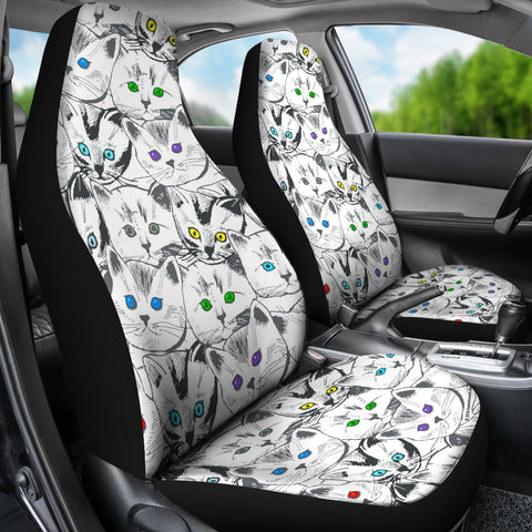 Cats Galore Car Seat Covers (White)  - FREE SHIPPING Cats Galore Car Seat Covers (White)  - FREE SHIPPING