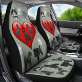 I Love Schnauzers Car Seat Covers (Heather Gray, With Heart)  - FREE SHIPPING I Love Schnauzers Car Seat Covers (Heather Gray, With Heart)  - FREE SHIPPING