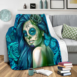 Calavera Fresh Look Design #2 Throw Blanket (Turquoise Tiffany Rose) - FREE SHIPPING Calavera Fresh Look Design #2 Throw Blanket (Turquoise Tiffany Rose) - FREE SHIPPING