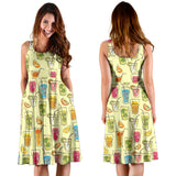 Cocktail Drinks Party Midi Dress (Yellow) - FREE SHIPPING Cocktail Drinks Party Midi Dress (Yellow) - FREE SHIPPING