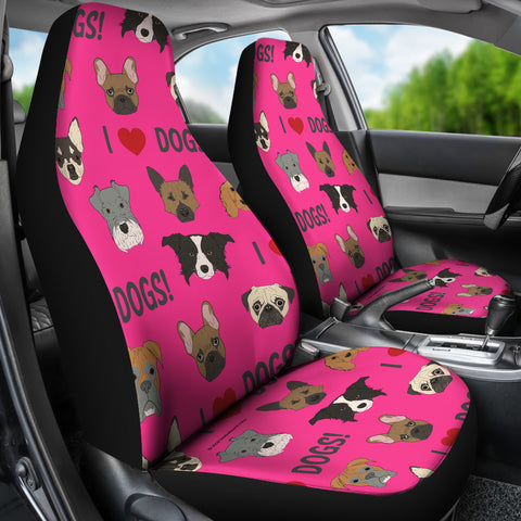 I Love Dogs Car Seat Covers (FPD Pink) - FREE SHIPPING I Love Dogs Car Seat Covers (FPD Pink) - FREE SHIPPING