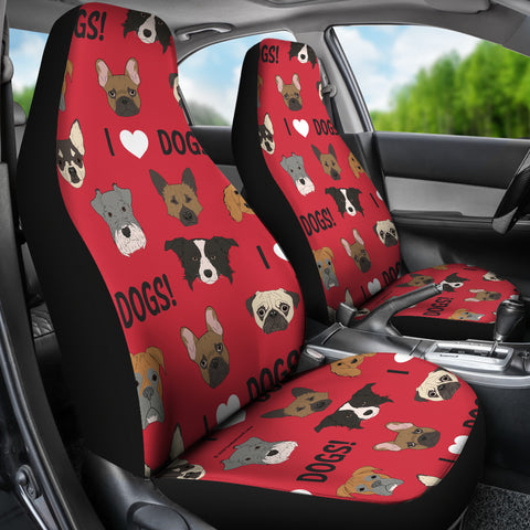 I Love Dogs Car Seat Covers (Red)  - FREE SHIPPING I Love Dogs Car Seat Covers (Red)  - FREE SHIPPING
