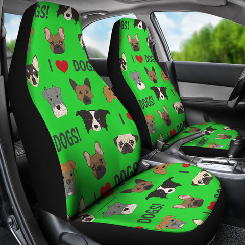 I Love Dogs Car Seat Covers (FPD Green) - FREE SHIPPING I Love Dogs Car Seat Covers (FPD Green) - FREE SHIPPING