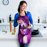 Calavera Fresh Look Design #2 Women's Apron (Purple Night Owl Rose) - FREE SHIPPING