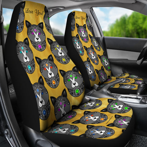 Fancy Pants Cat Car Seat Covers (Black With Gold Background) - FREE SHIPPING Fancy Pants Cat Car Seat Covers (Black With Gold Background) - FREE SHIPPING
